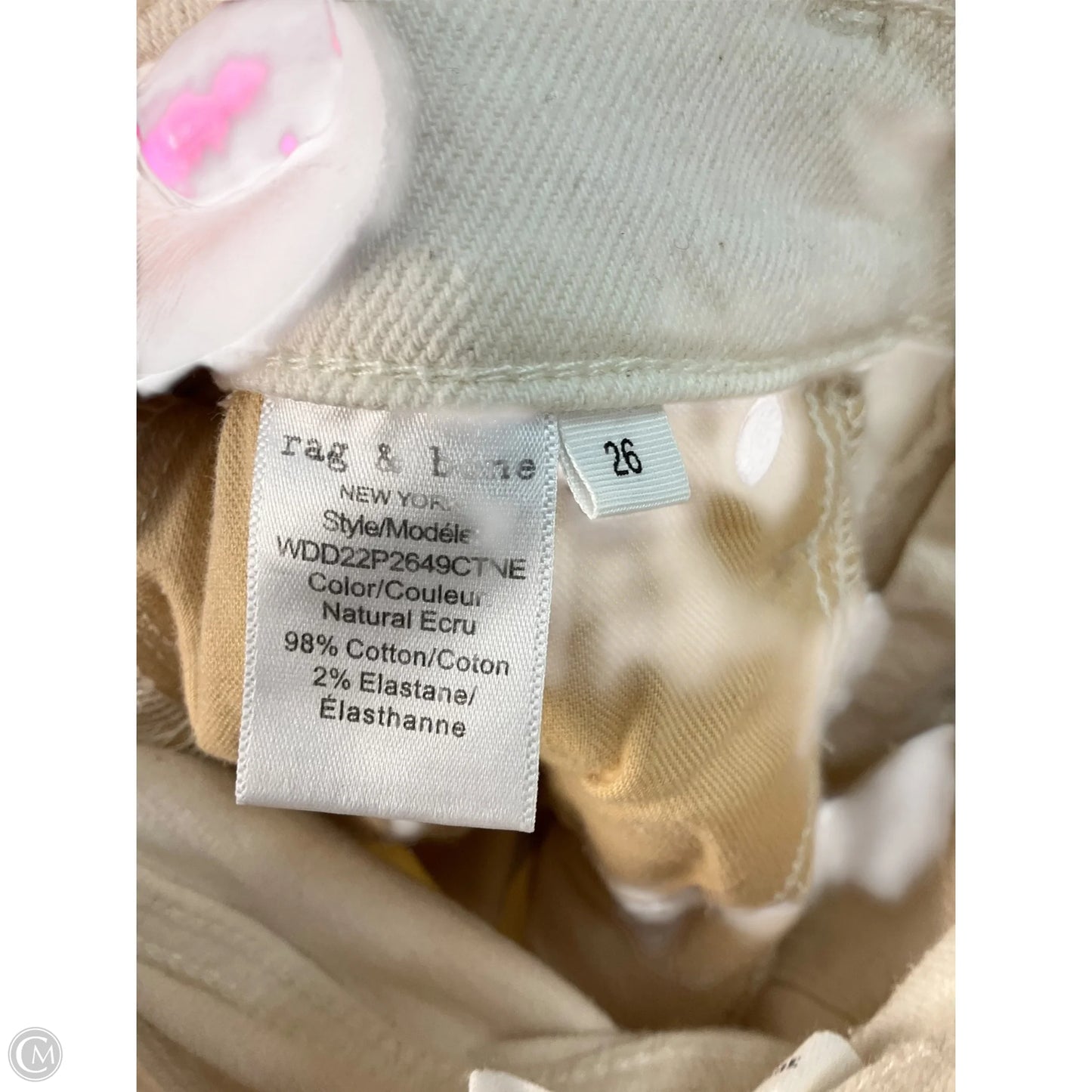 Jeans Flared By Rag And Bone In Cream, Size: 2