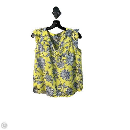 Top Sleeveless By Loft In Yellow, Size: S