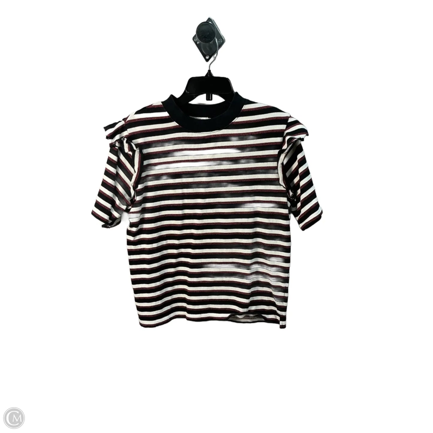Top Short Sleeve By Bloomingdales In Striped Pattern, Size: S