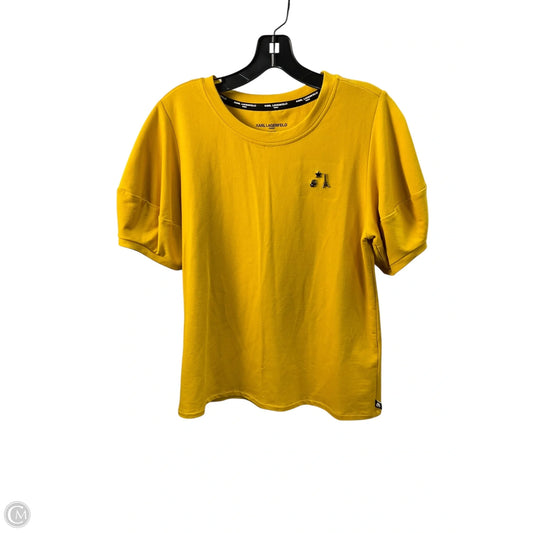 Top Short Sleeve Designer By Karl Lagerfeld In Yellow, Size: M