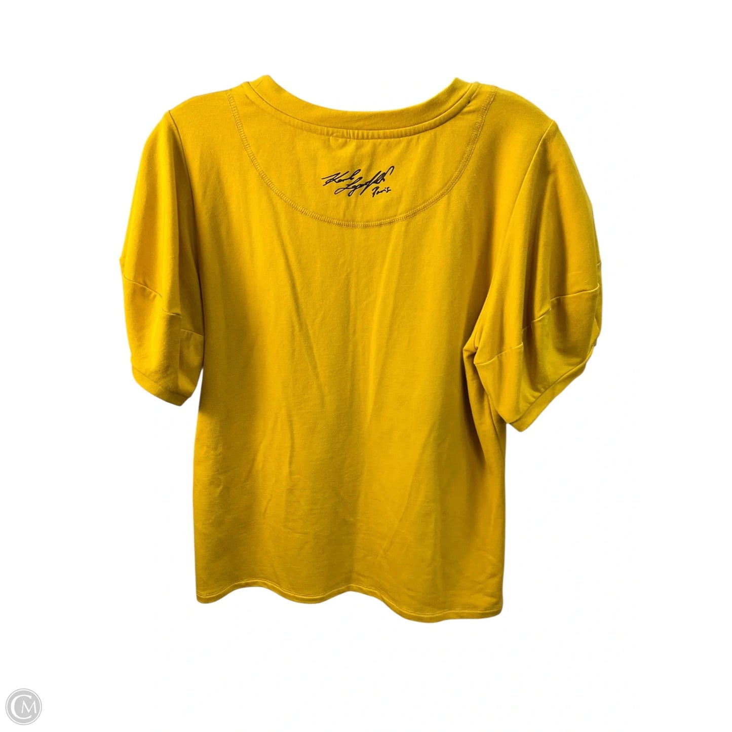 Top Short Sleeve Designer By Karl Lagerfeld In Yellow, Size: M