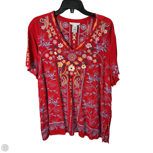 Top Short Sleeve By John Mark In Red, Size: 18