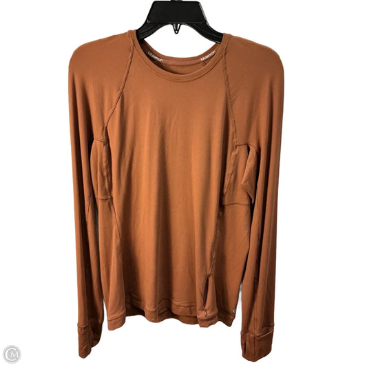 Athletic Top Long Sleeve Collar By Lululemon In Brown, Size: 12