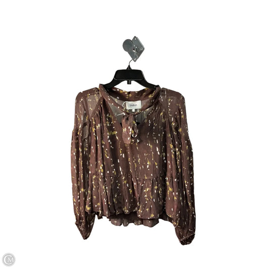 Top Long Sleeve By Bloomingdales In Brown, Size: M