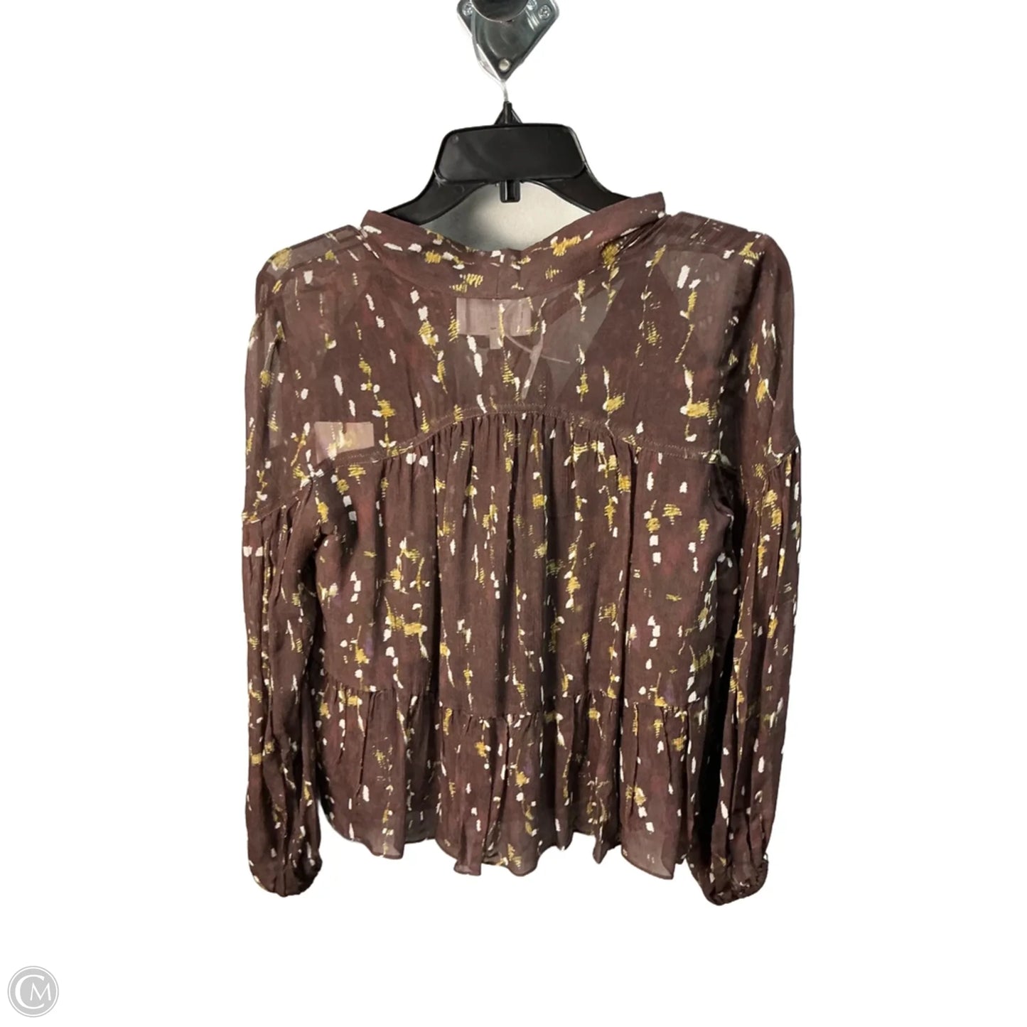 Top Long Sleeve By Bloomingdales In Brown, Size: M