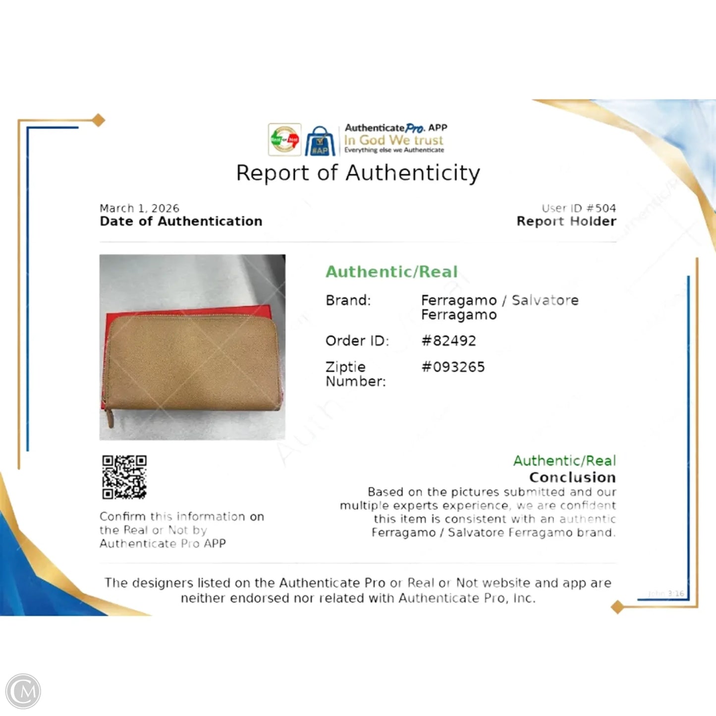 Wallet Luxury Designer By Ferragamo, Size: Medium