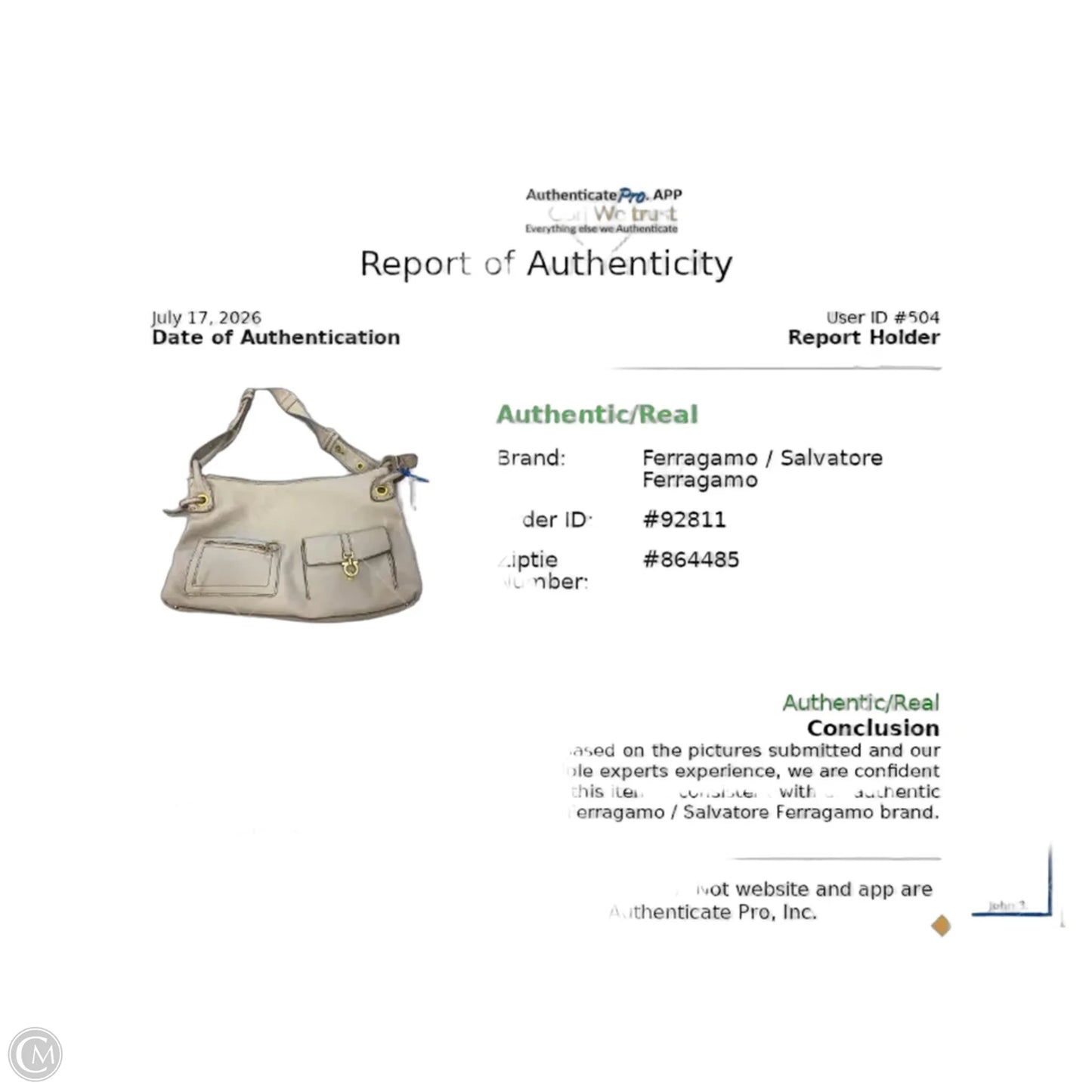 Handbag Luxury Designer By Ferragamo, Size: Medium