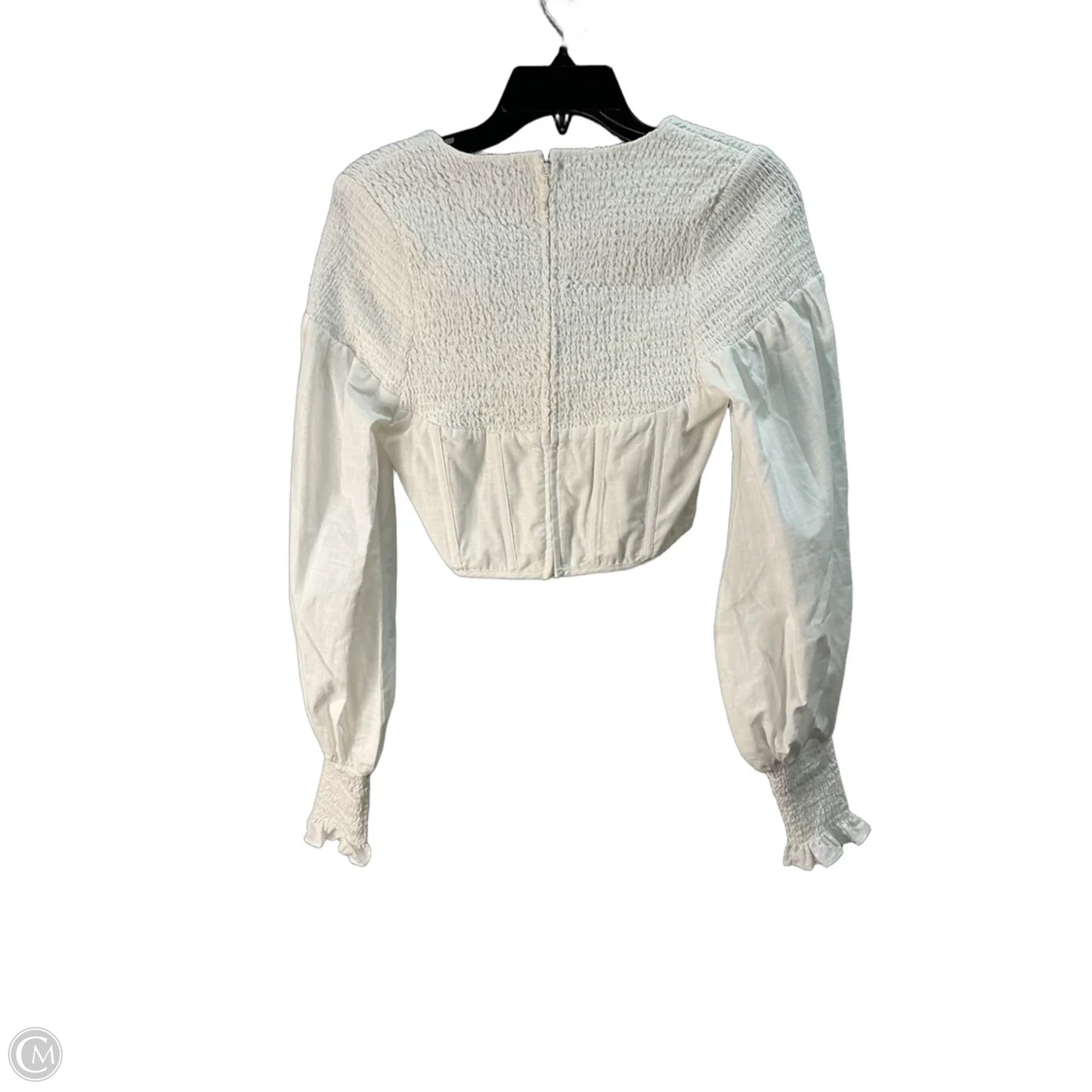 Top Long Sleeve By Cmb In White, Size: M