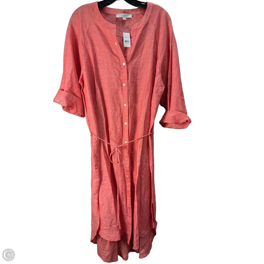 Dress Casual Midi By Loft In Orange, Size: Xl