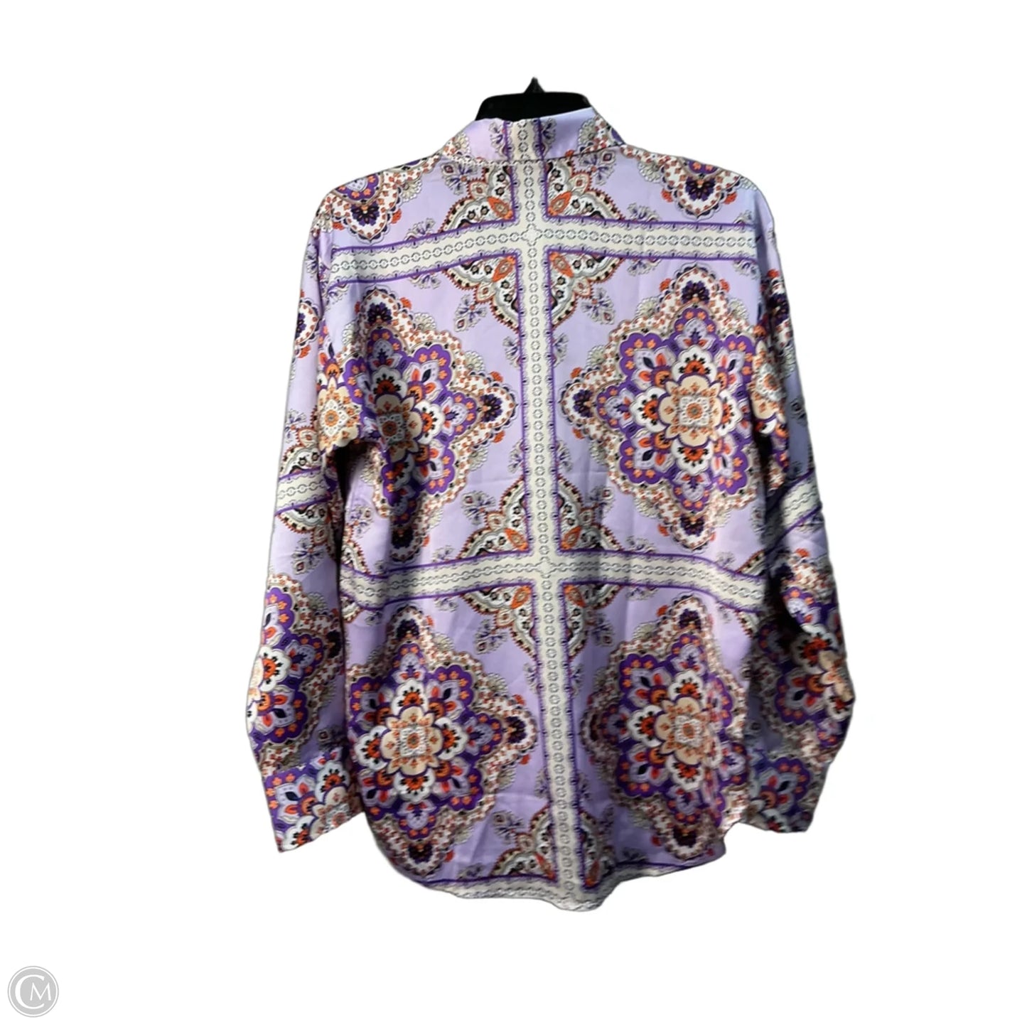Top Long Sleeve By Ann Taylor In Purple & Tan, Size: S