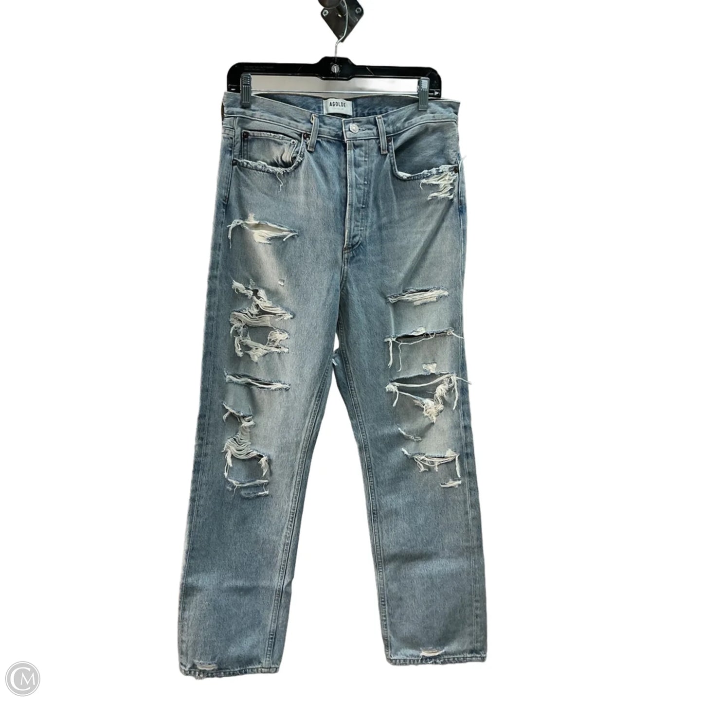 Jeans Straight By Agolde In Blue Denim, Size: 4