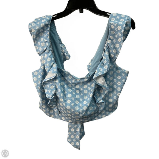 Top Sleeveless By Bcbgeneration In Blue & Cream, Size: Xl