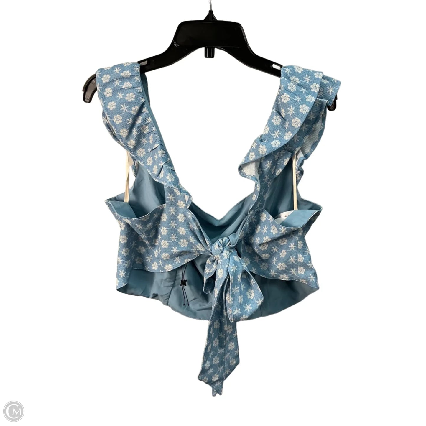 Top Sleeveless By Bcbgeneration In Blue & Cream, Size: Xl