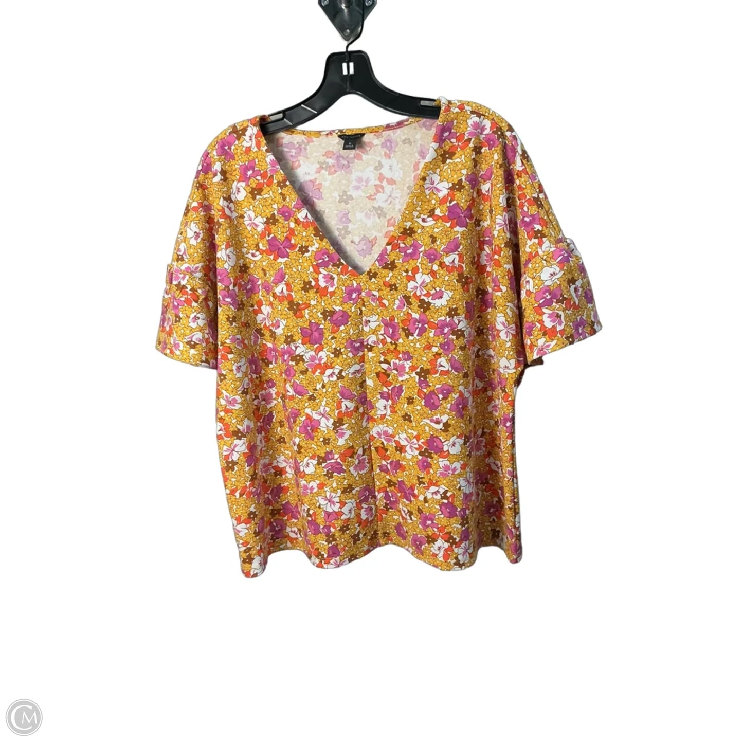 Top Short Sleeve By Ann Taylor In Floral Print, Size: Xl
