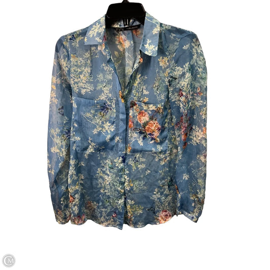 Top Long Sleeve By Zara In Blue, Size: M