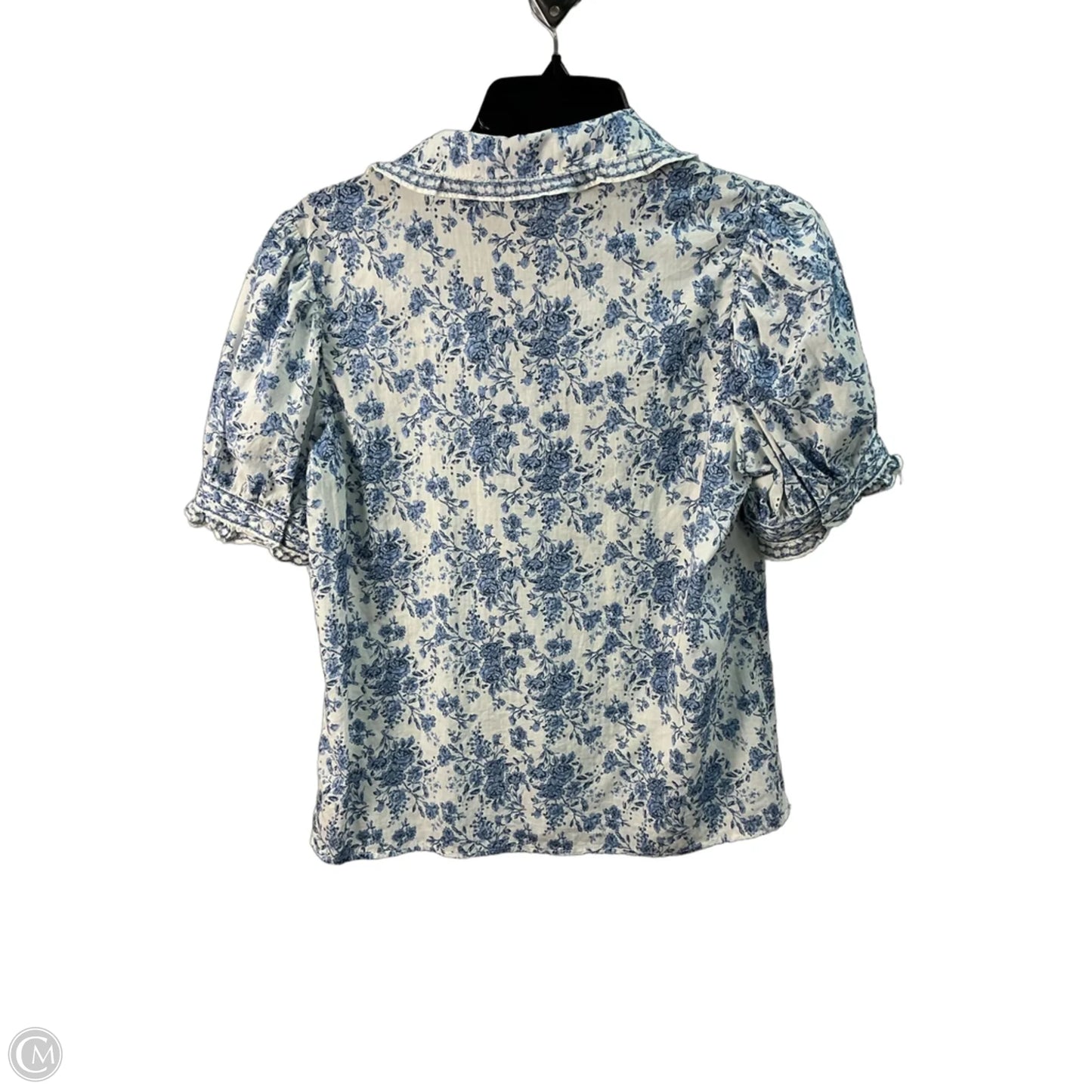 Top Short Sleeve By Max Studio In Blue & Cream, Size: M