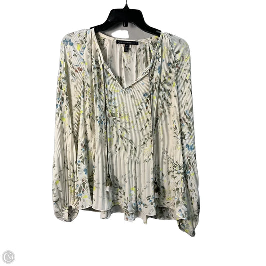 Top Long Sleeve By White House Black Market In Cream & Green, Size: Xs