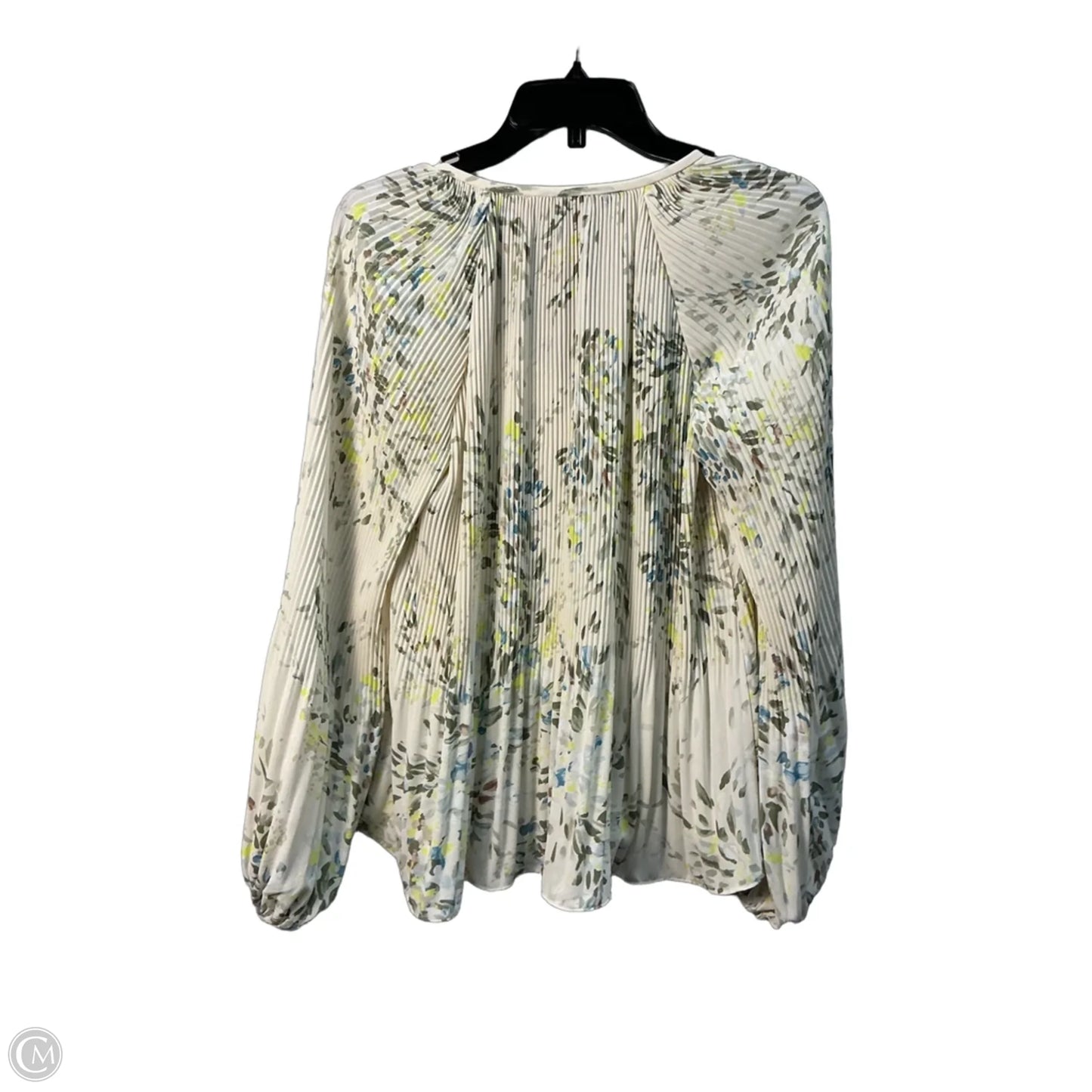 Top Long Sleeve By White House Black Market In Cream & Green, Size: Xs