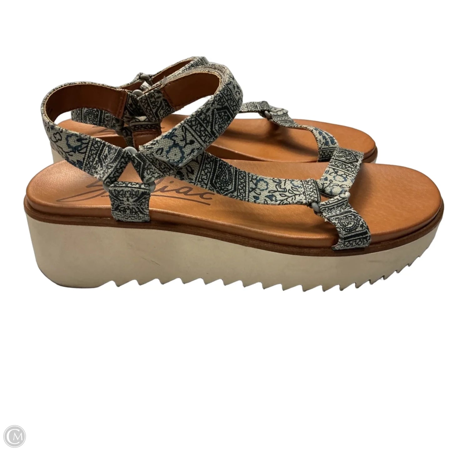 Sandals Heels Wedge By Zodiac In Black & Grey, Size: 9.5