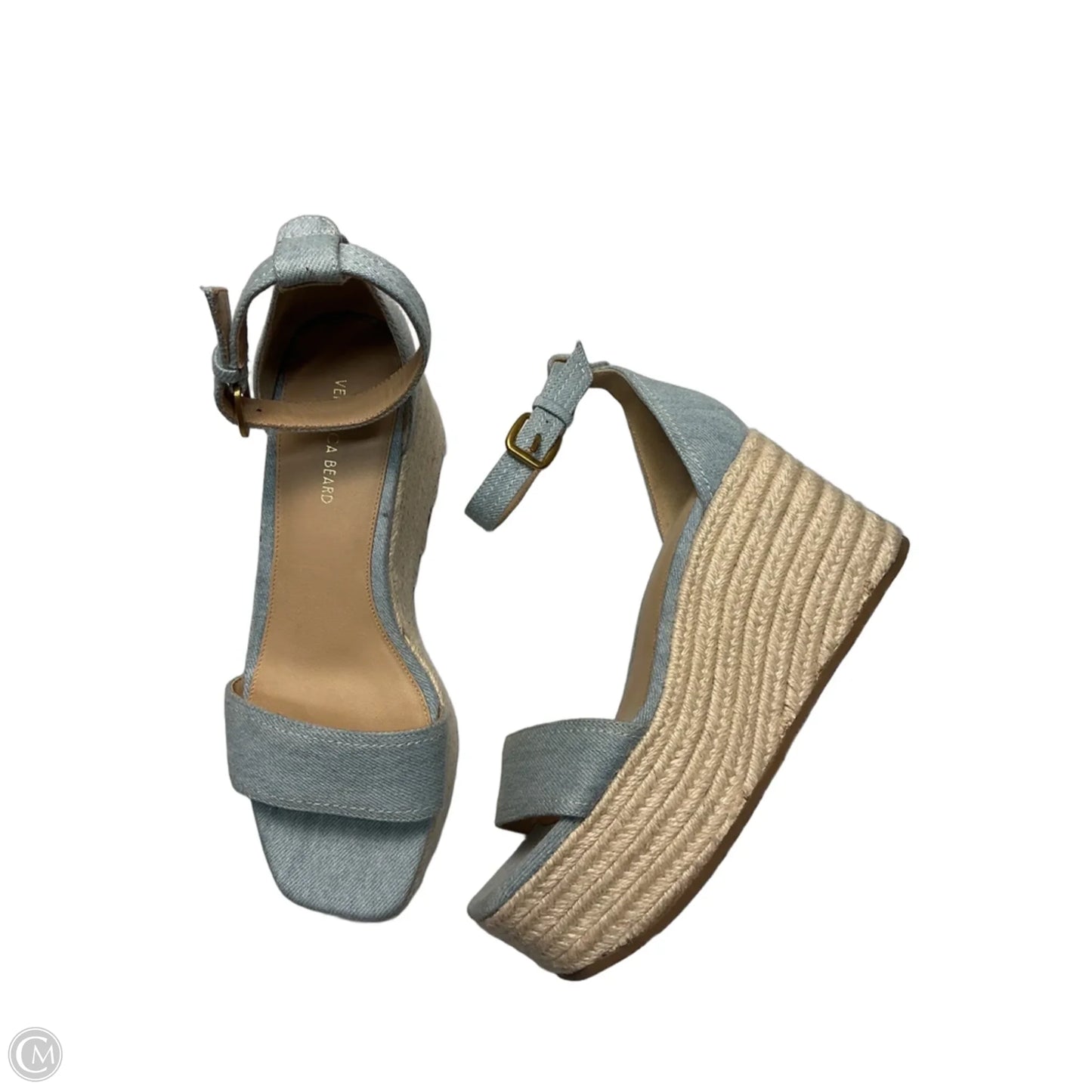 Shoes Designer By Veronica Beard In Blue & Cream, Size: 7.5
