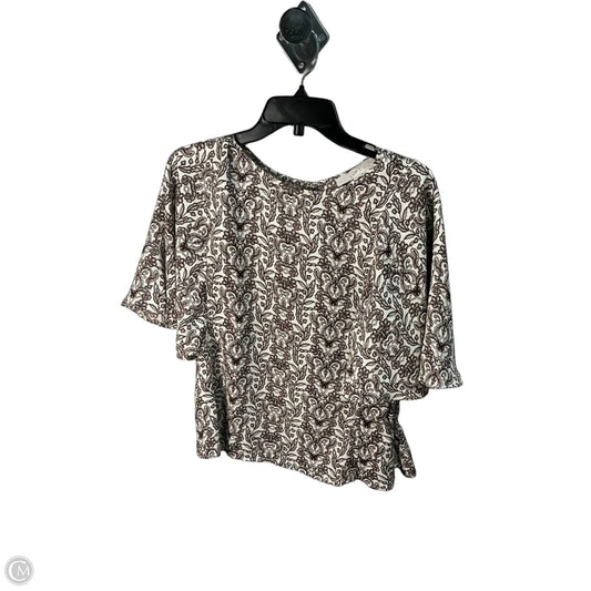 Top Short Sleeve By Loft In Brown & Cream, Size: S