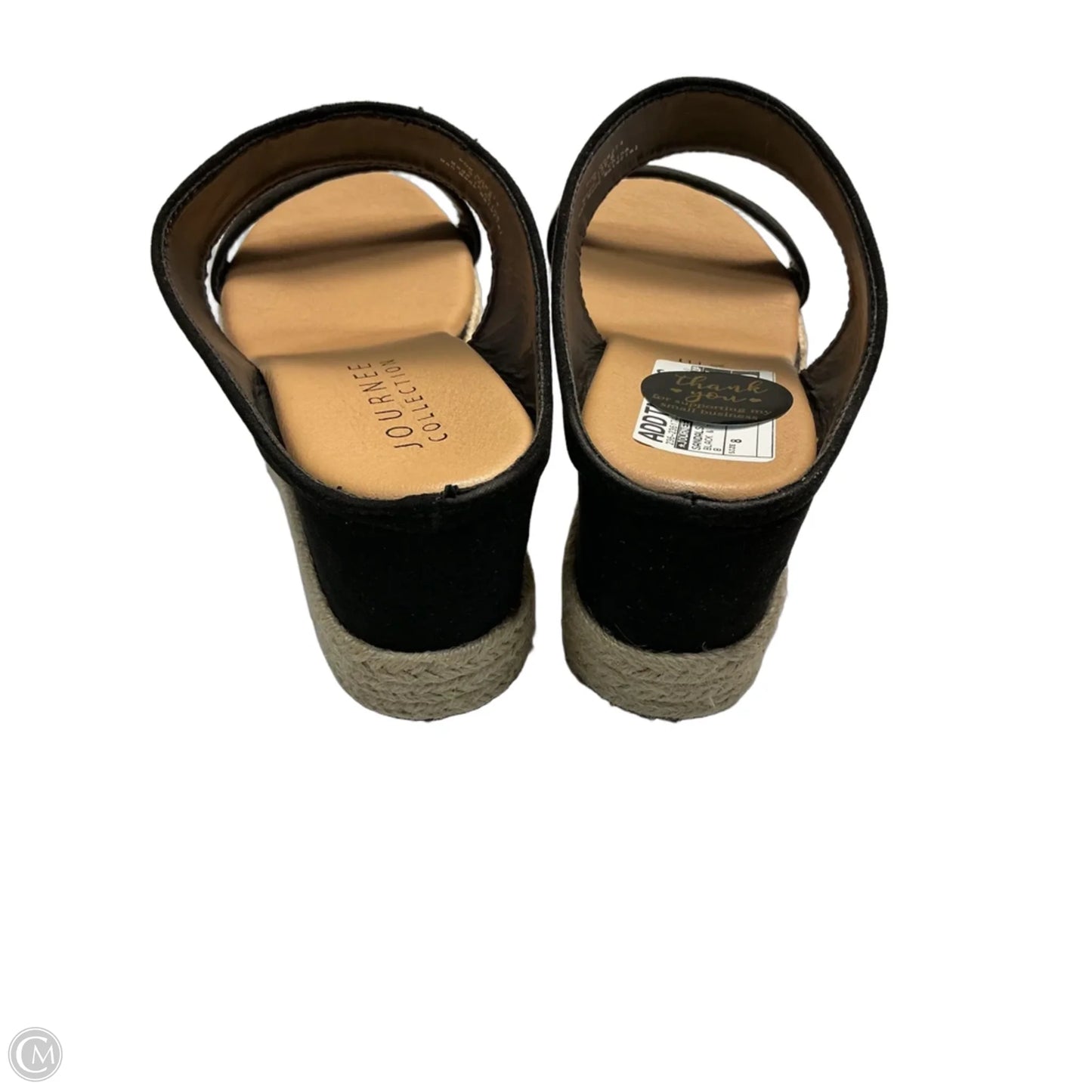 Sandals Heels Wedge By Journee In Black & Tan, Size: 8
