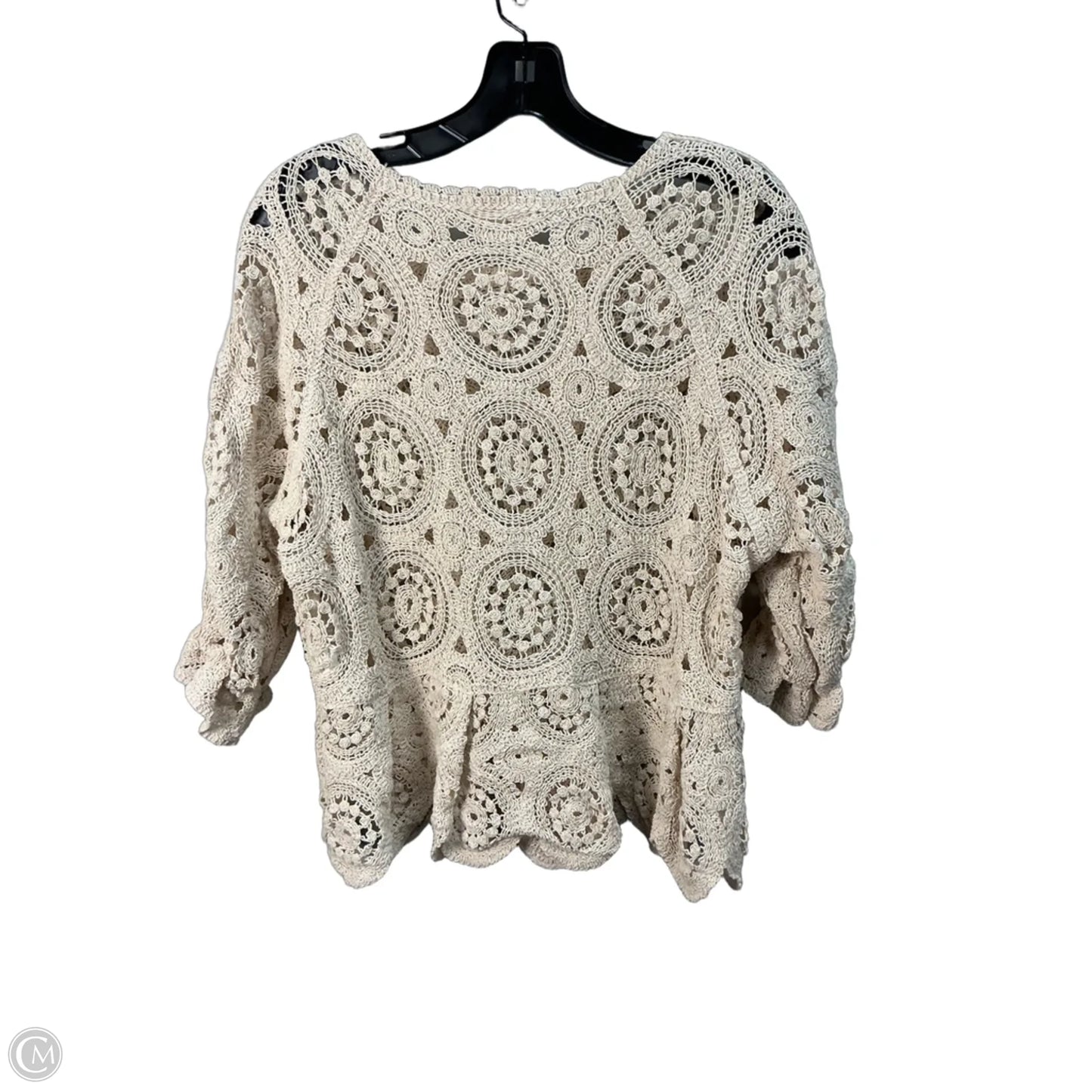Top 3/4 Sleeve By Solitaire In Cream, Size: L