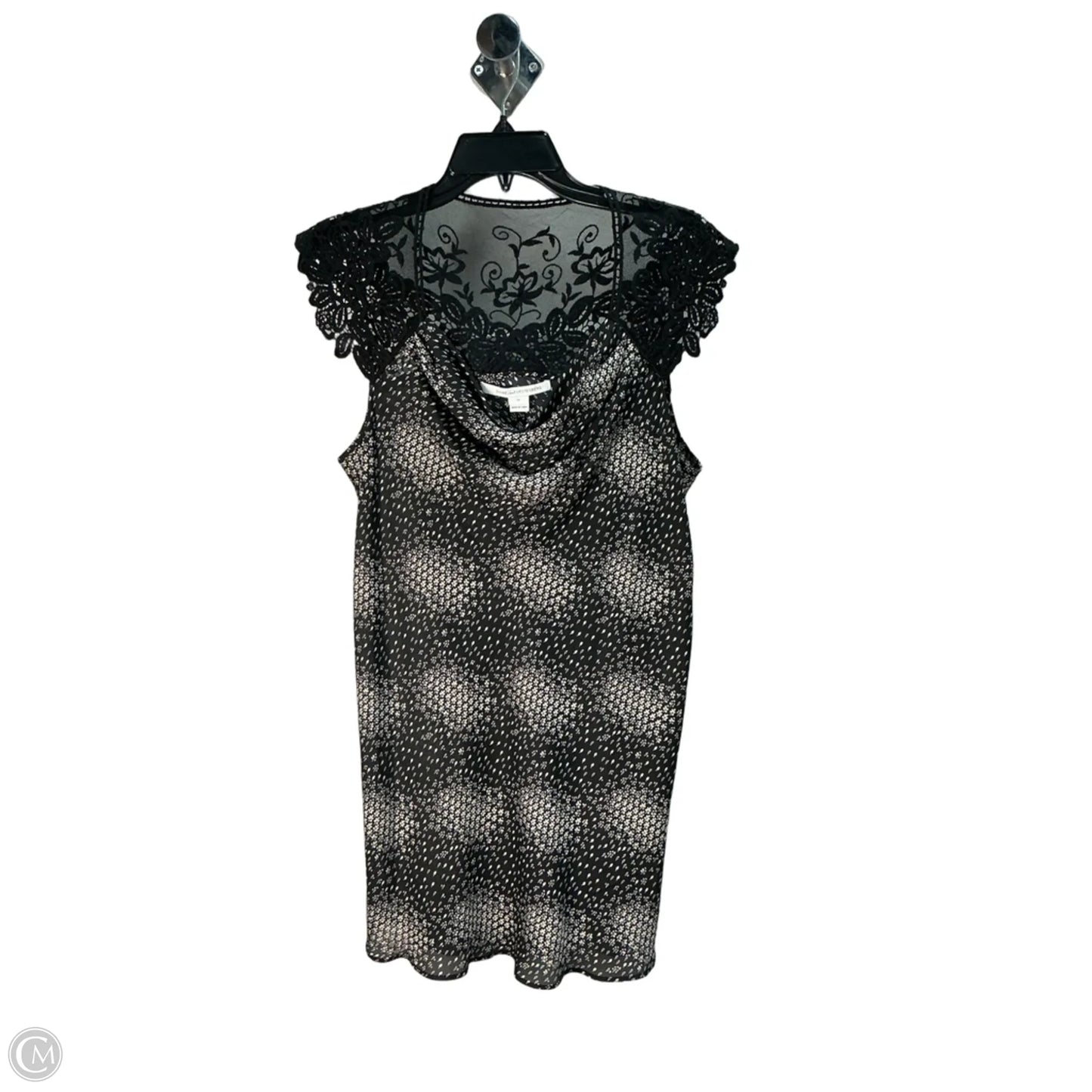 Top Short Sleeve Designer By Diane Von Furstenberg In Black & Cream, Size: M