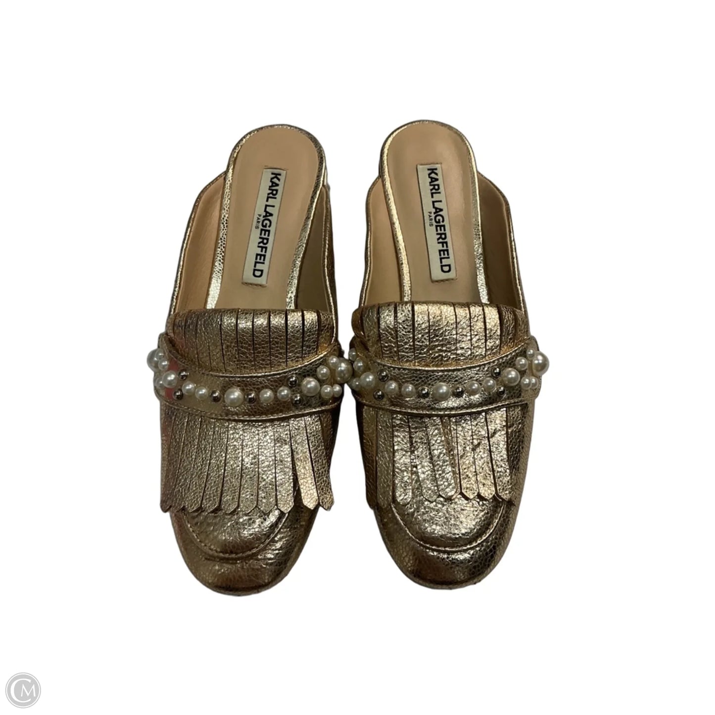 Shoes Designer By Karl Lagerfeld In Gold, Size: 6