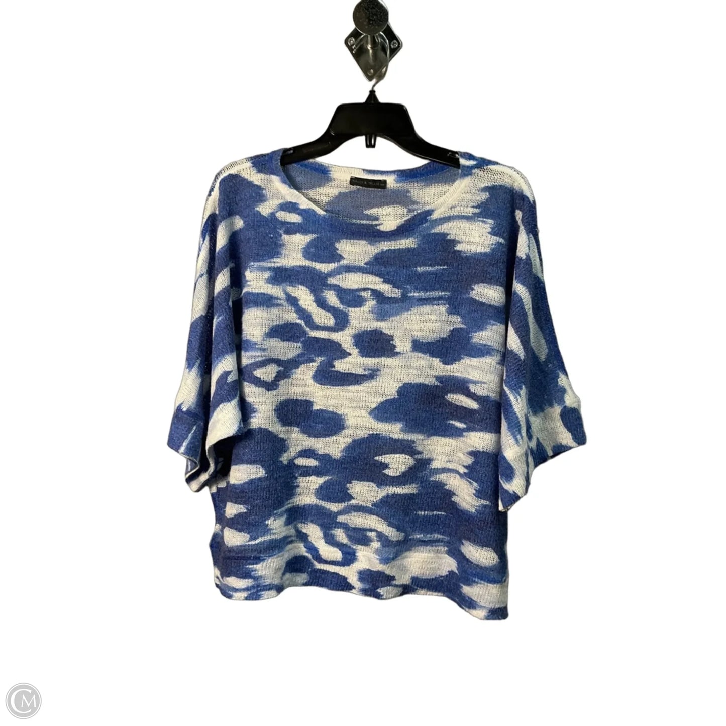 Top Short Sleeve By Nally And Millie In Blue & White, Size: L
