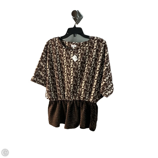 Top Short Sleeve By Voy In Brown, Size: L