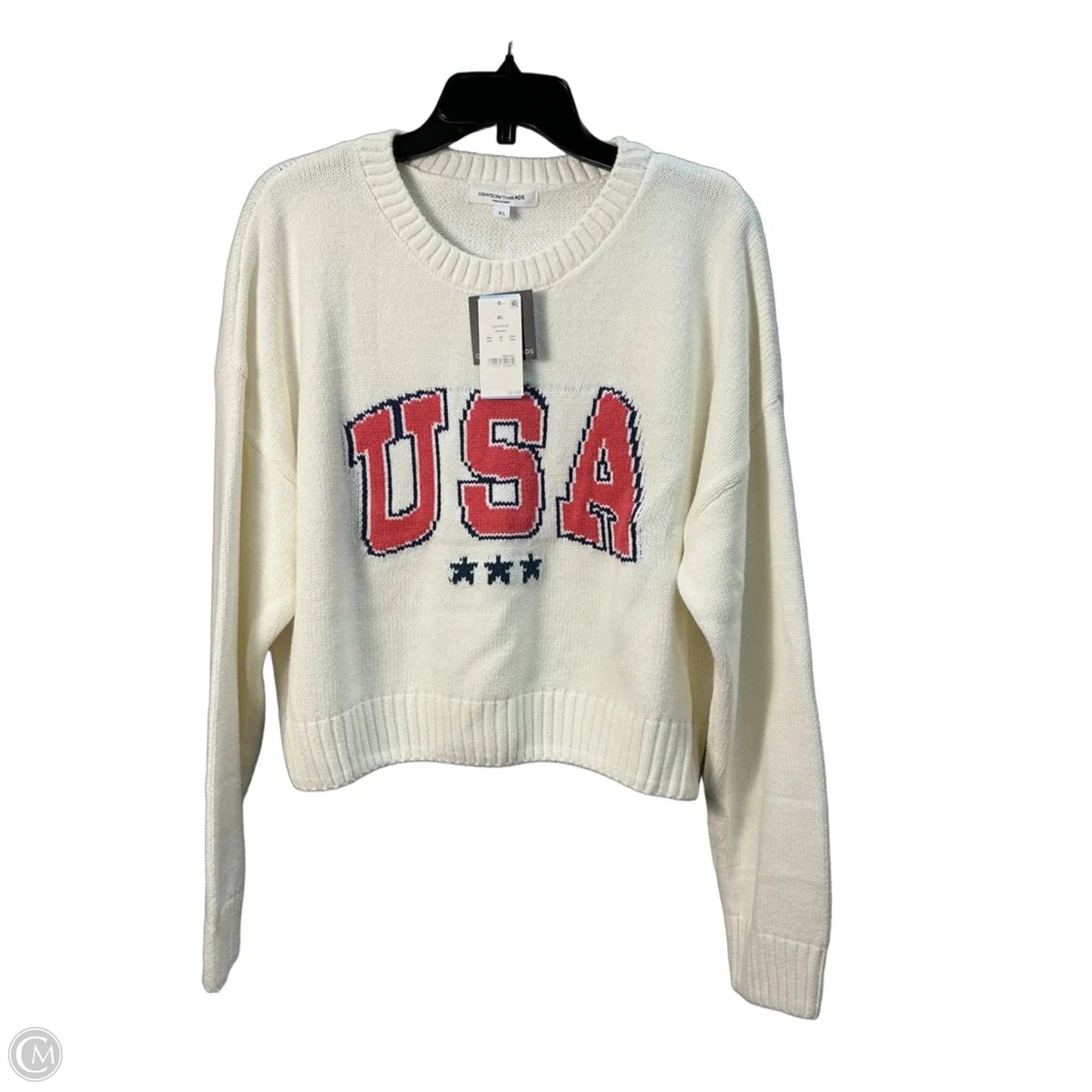 Sweater By Grayson Threads In Cream & Red, Size: Xl
