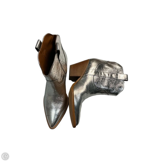 Boots Ankle Heels By Marc Fisher In Silver, Size: 8.5
