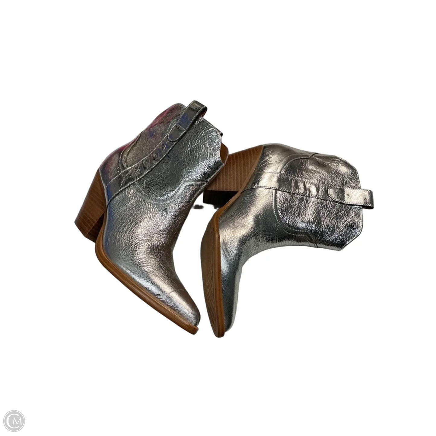 Boots Ankle Heels By Marc Fisher In Silver, Size: 8.5