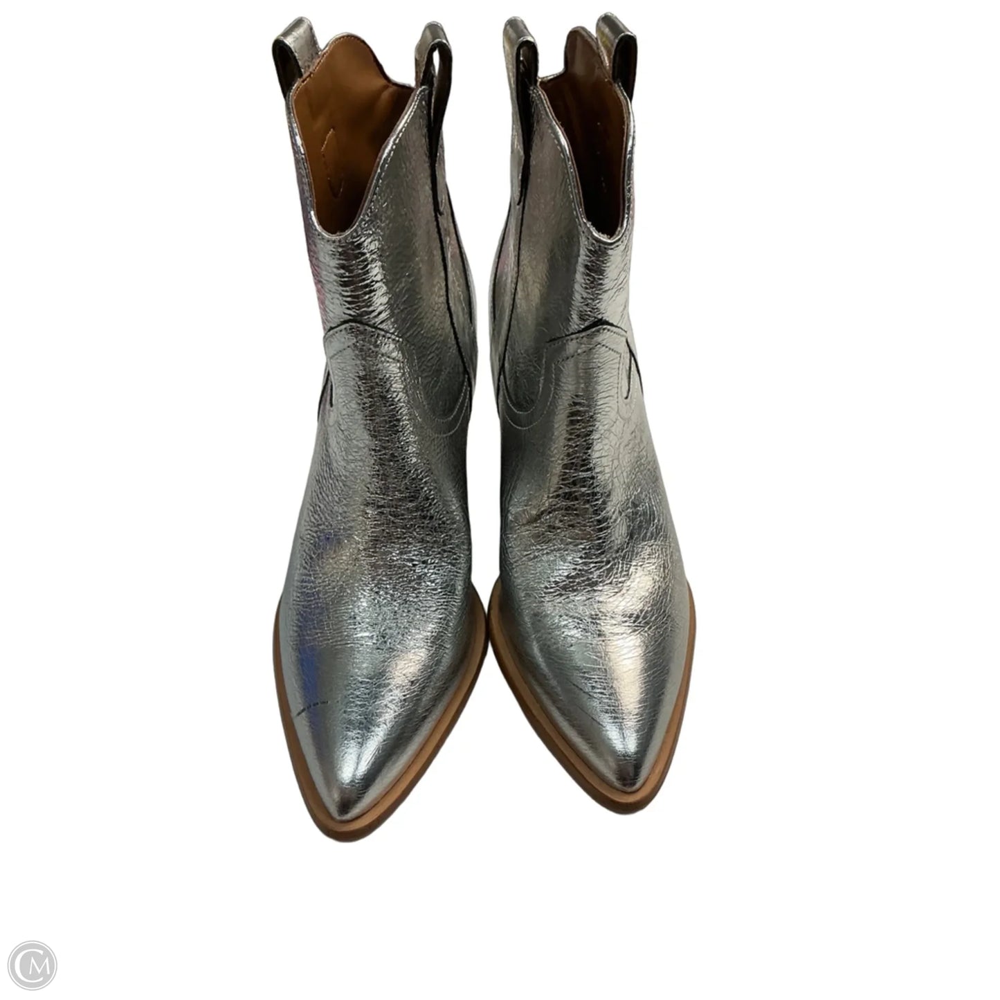 Boots Ankle Heels By Marc Fisher In Silver, Size: 8.5
