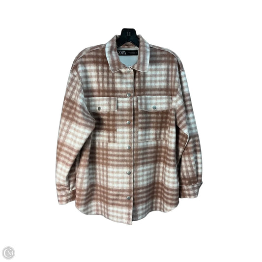 Jacket Shirt By Zara In Plaid Pattern, Size: Xs
