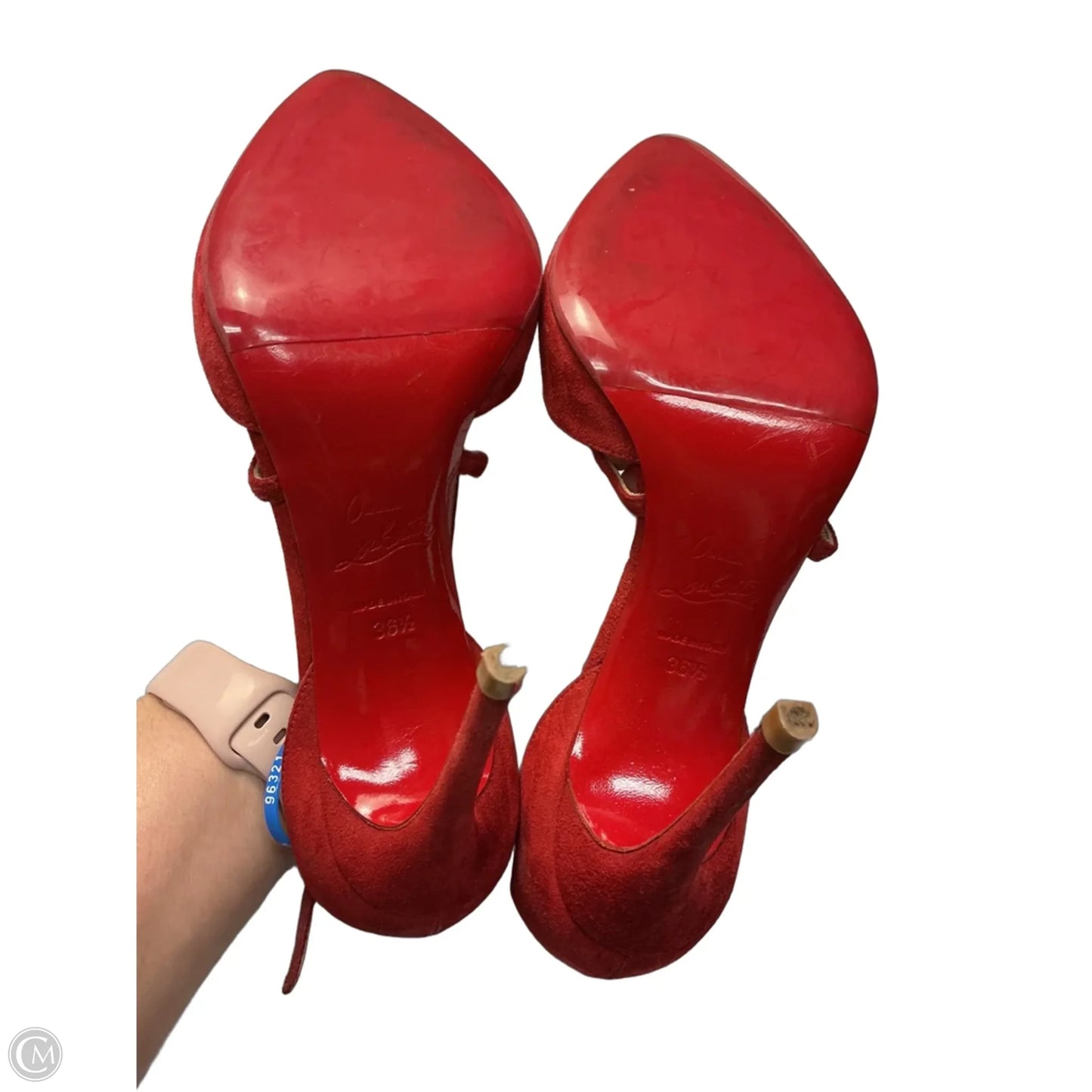 Shoes Luxury Designer By Christian Louboutin In Red, Size: 6.5