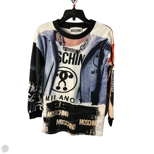 Top Long Sleeve Luxury Designer By Moschino In Black & Blue, Size: M