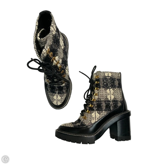 Boots Designer By Tory Burch In Black & Cream, Size: 7.5