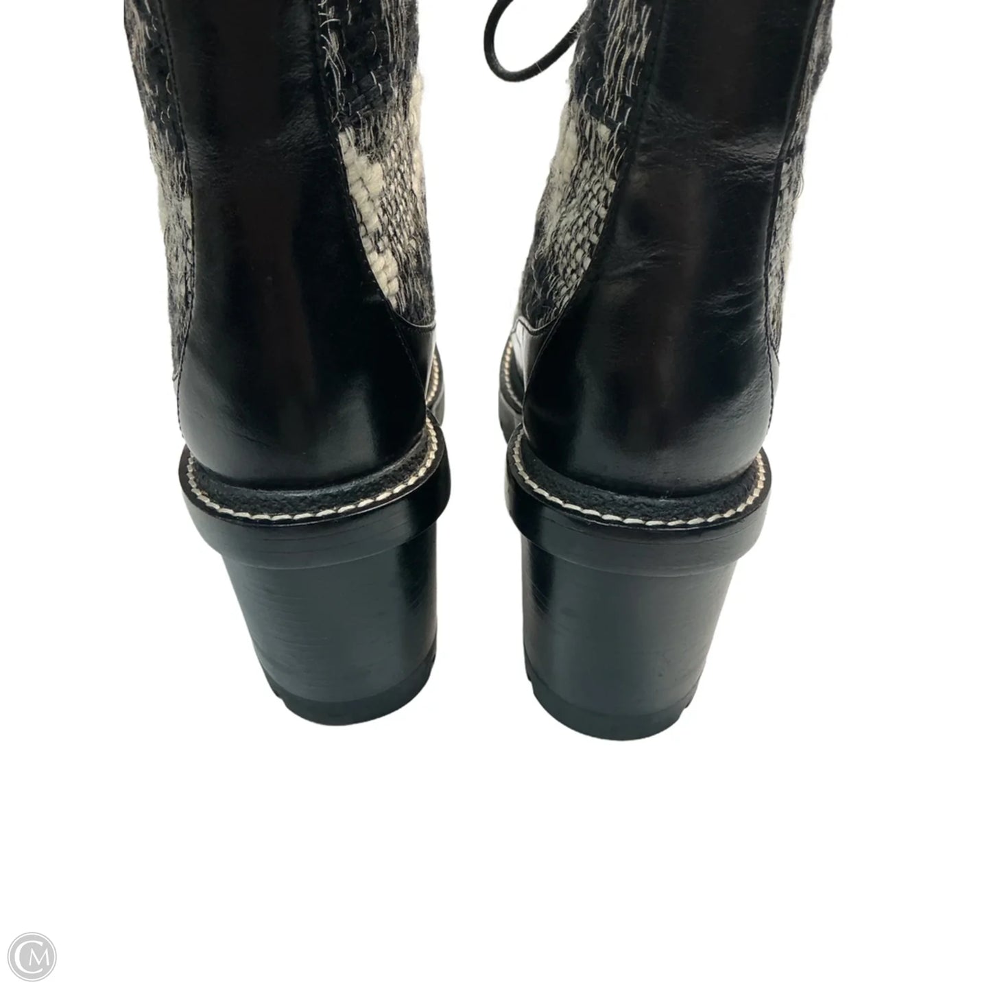 Boots Designer By Tory Burch In Black & Cream, Size: 7.5