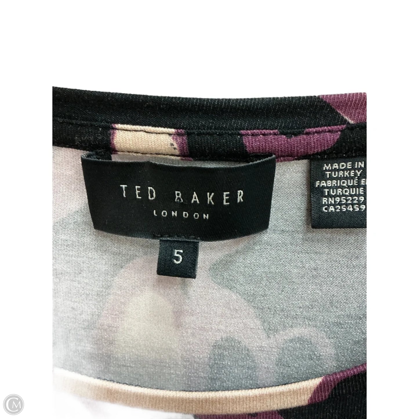 Top Short Sleeve By Ted Baker In Black & Purple, Size: L