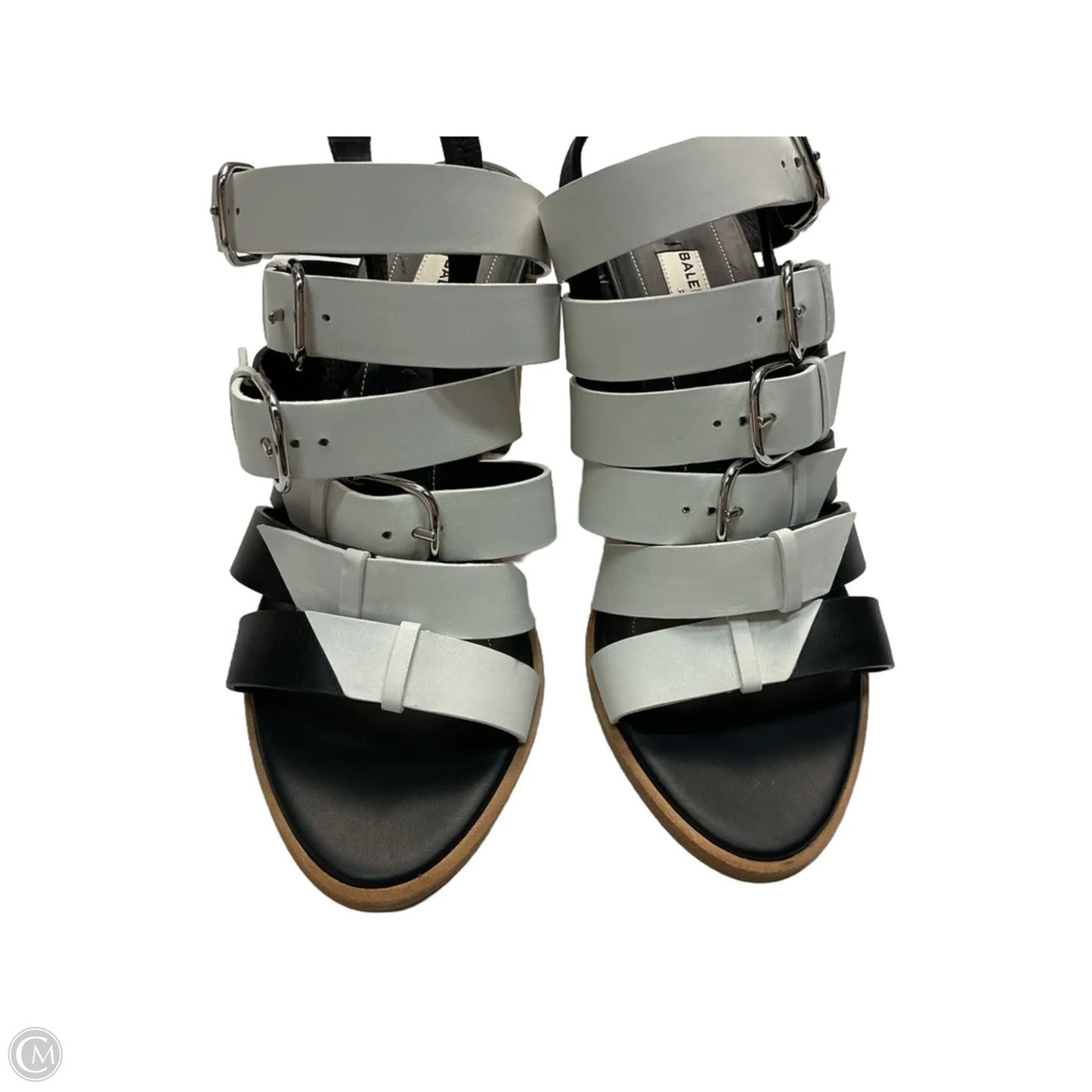 Shoes Luxury Designer By Balenciaga In Black & White, Size: 6.5