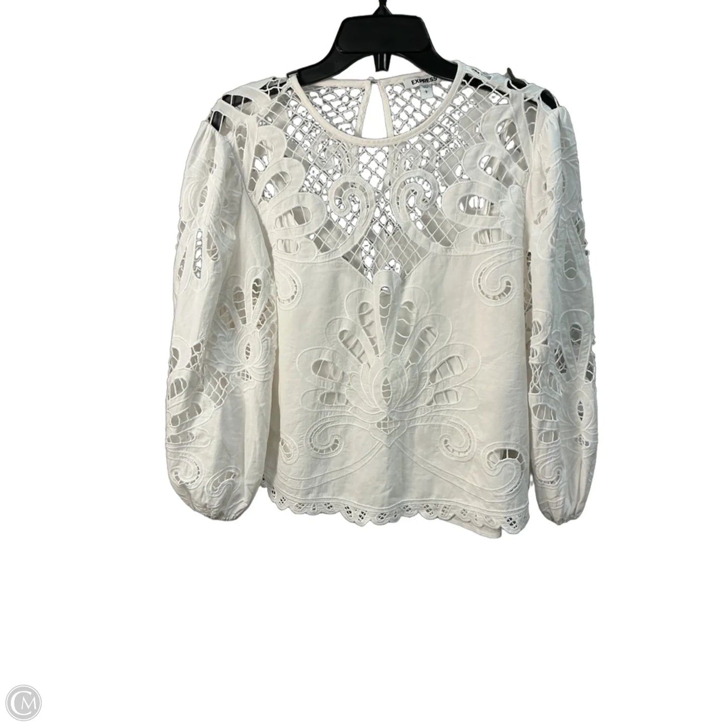 Top Long Sleeve By Express In White, Size: L