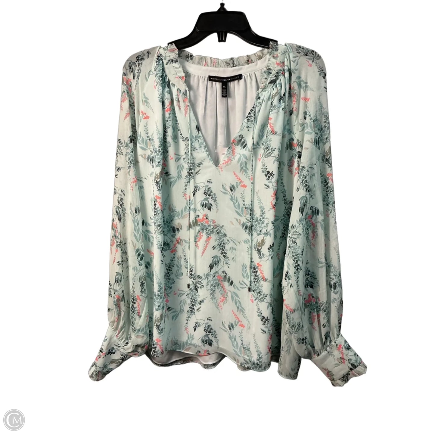 Top Long Sleeve By White House Black Market In Floral Print, Size: Xl