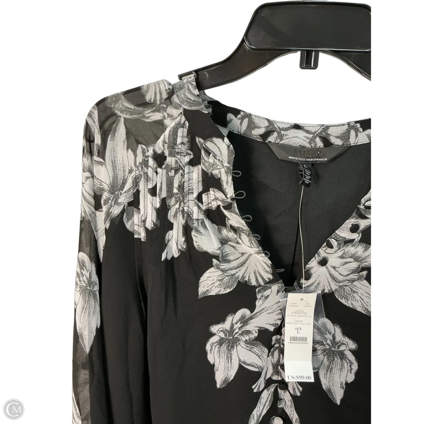 Top Long Sleeve By White House Black Market In Black & White, Size: L