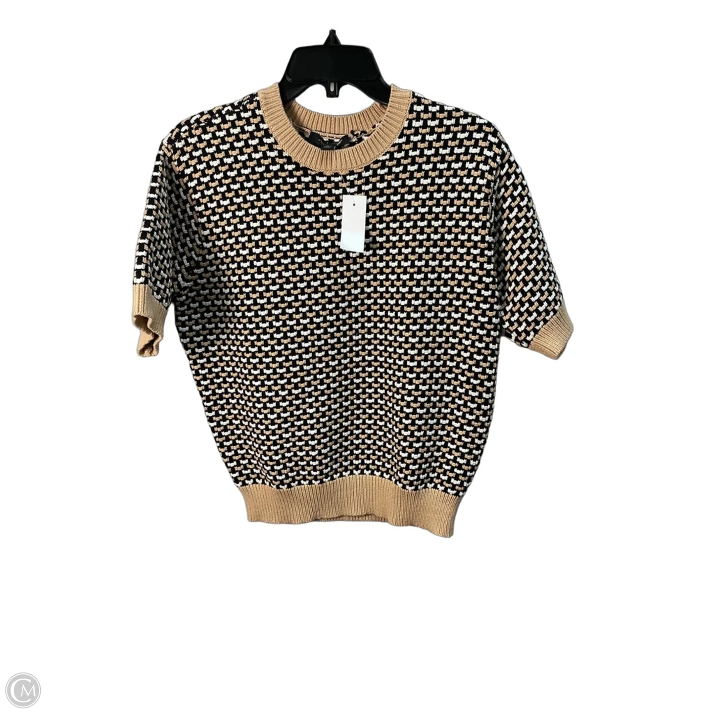 Sweater Short Sleeve By Ann Taylor In Black & Brown, Size: M