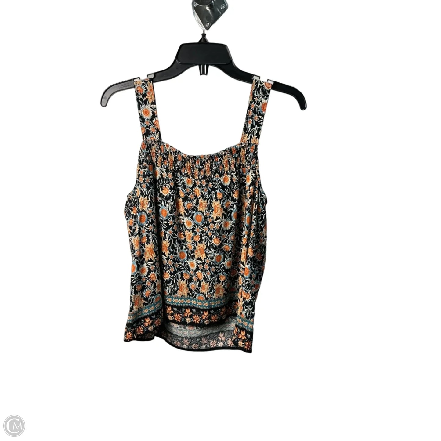 Top Sleeveless By Evereve In Black & Orange, Size: S