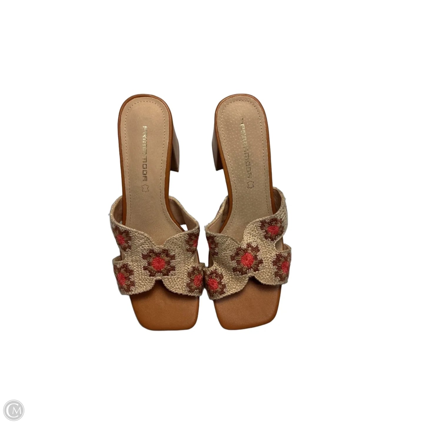 Sandals Heels Block By Clothes Mentor In Tan, Size: 8.5