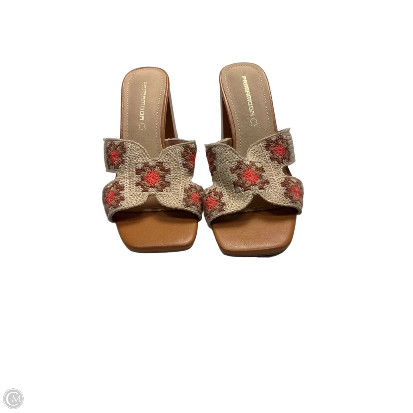 Sandals Heels Block By Clothes Mentor In Tan, Size: 8.5