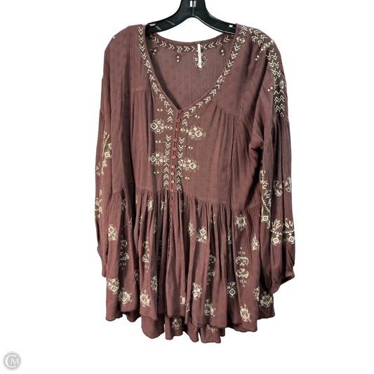 Top Long Sleeve By Free People In Brown, Size: Xs